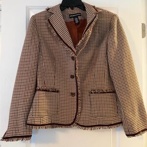 Norton McNaughton Brown/rust houndstooth Checkered Blazer
